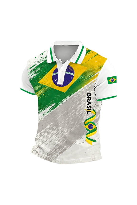 Brazil Patriotic T Shirt for Family Matching Short Sleeve Soccer Jersey for Men Boys Kids Brasil Flag Print Casual Football Tops