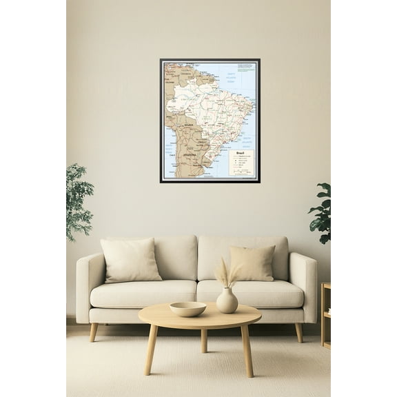 Brazil Political Map Poster – Detailed South America Geography Print 【Laminated】