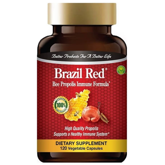 Brazil Red Bee Propolis with Reishi and Cordyceps, Immune Support (120 Veggie Capsules)