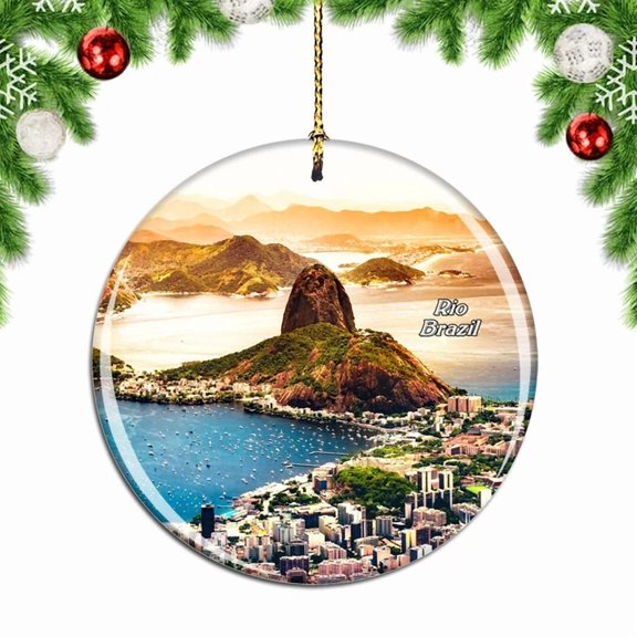 Brazil Rio De Janeiro Brazil Christmas Ornament City Travel Souvenir 2D FLAT CIRCLE Ceramic Ornament