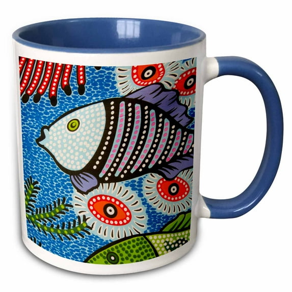 3drose, Brazil, Rio De Janeiro, Via Do Abraao. Batik Textile., 11oz Two-tone Blue Mug