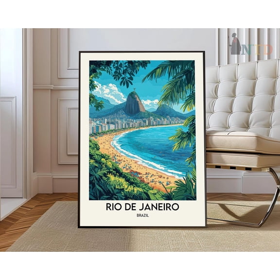 Brazil Rio Travel Poster, Unframed Paper Poster 8x10in