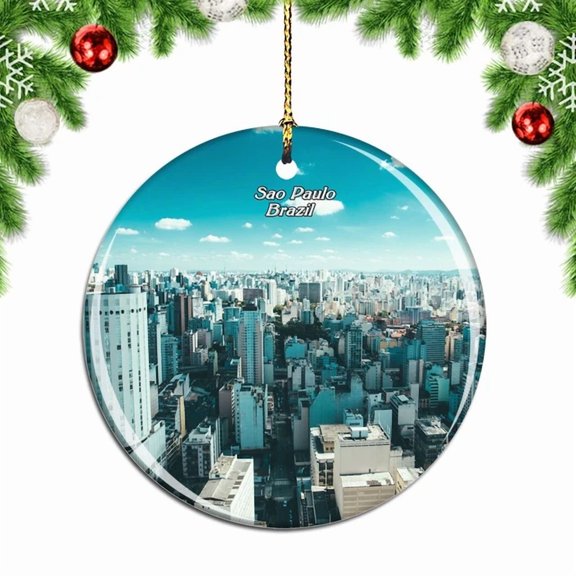 Brazil Sao Paulo Christmas Ornament City Travel Souvenir 2D FLAT CIRCLE Ceramic Ornament