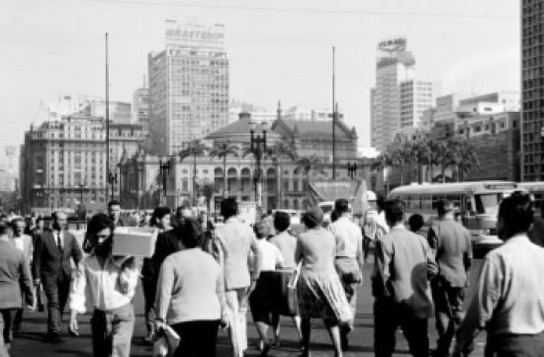 Brazil Sao Paulo pedestrians Canvas Art - (24 x 36)