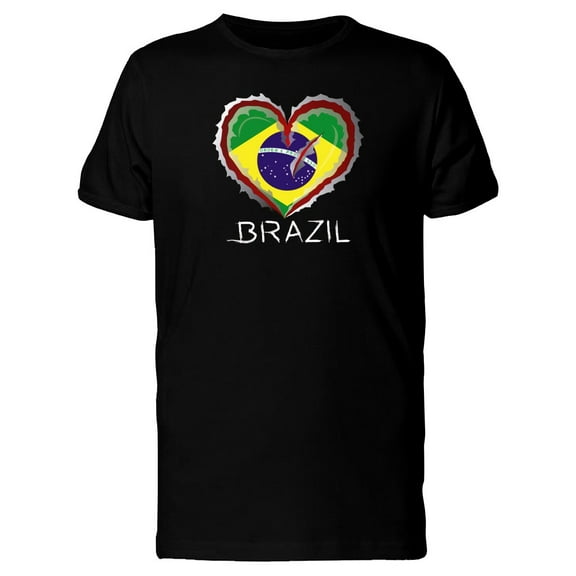 Brazil Scratched Flag Heart Tee Men's -Image by Shutterstock