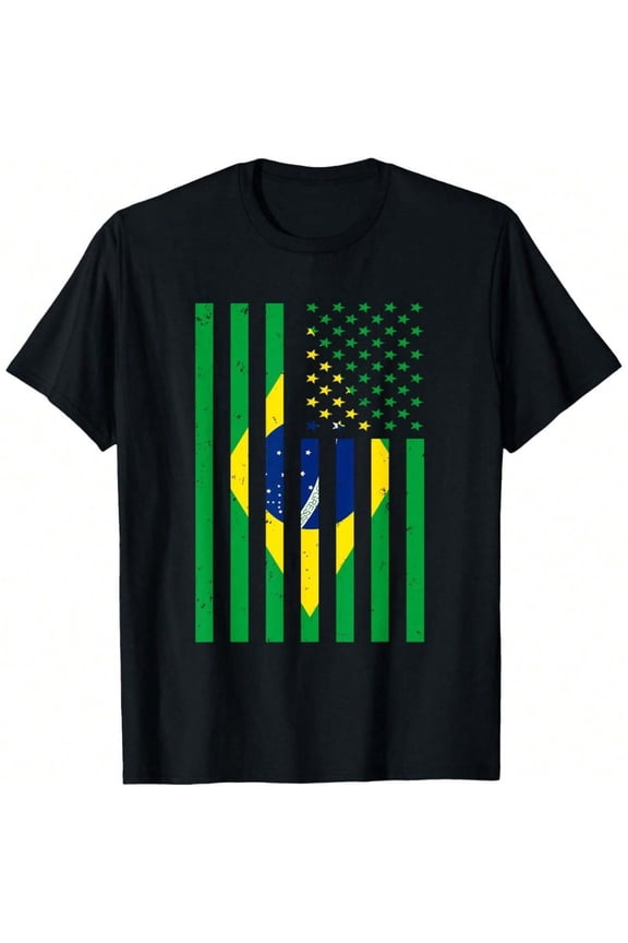 Brazil Shirt Brasil Soccer USA America Flag Jersey Men Women T-Shirt - Casual Crew Neck, Short Sleeve Top, Perfect For Spring & Summer