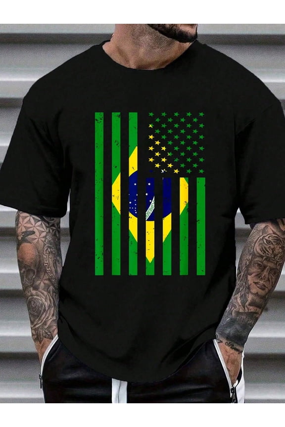 Brazil Shirt Brasil Soccer USA America Flag Jersey Men Women T-Shirt Print T-Shirt Casual Crew Neck Short Sleeve Comfort Tee Top For Spring & Summer Men's Clothing