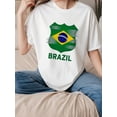 thumbnail image 1 of Brazil Shirt Brazilian Flag T-Shirt 100% Cotton Crew Neck Short Sleeve Unisex Graphic Tee Patriotic South America Country Pride Souvenir Gift For Men Women Soccer Football Fans C-4, 1 of 6