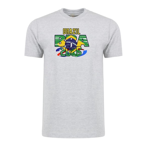 Brazil Soccer Country Flag T-Shirt 2026 – Unisex Adult Football Fan Tee, World Tournament Supporter Shirt - HTR Grey - 2XL