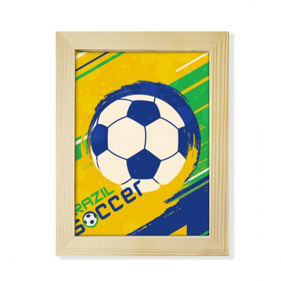 Brazil Soccer Football Sports Desktop Adorn Photo Frame Display Art Painting Wooden