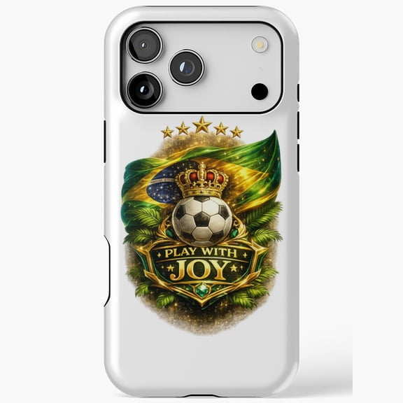Brazil Soccer Joy Crown King Football Fan Gift for iPhone Case 11 through 17 Pro Max