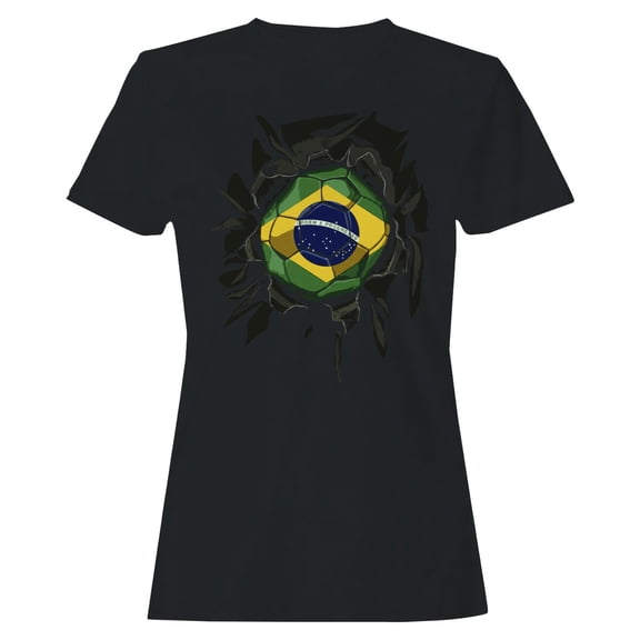 Brazil Soccer Ordem e Progresso Women's Black T-shirt