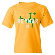 Brazil Soccer Player Air Neymar Youth Tee Unisex T-shirt (Gold, Youth Large)