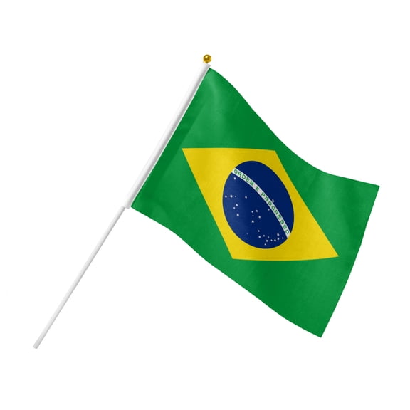 Brazil Stick Flags 5.5x8.2 Inch, 6 Pack - Durable Mini Handheld Flags for World Cup & Soccer Fan Support