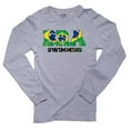 thumbnail image 1 of Brazil Swimming - Olympic Games - Rio - Flag Men's Long Sleeve Grey T-Shirt, 1 of 2
