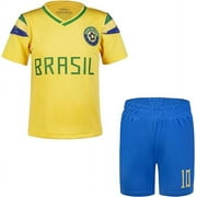 Brazil Team Kids Soccer Jersey for Boys & Girls Football Outfit Athletic Kit 12Y