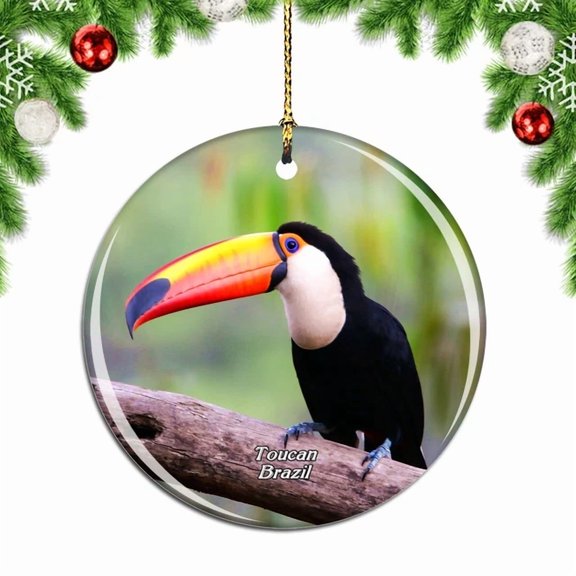 Brazil Toco Toucan Christmas Ornament City Travel Souvenir 2D FLAT CIRCLE Ceramic Ornament