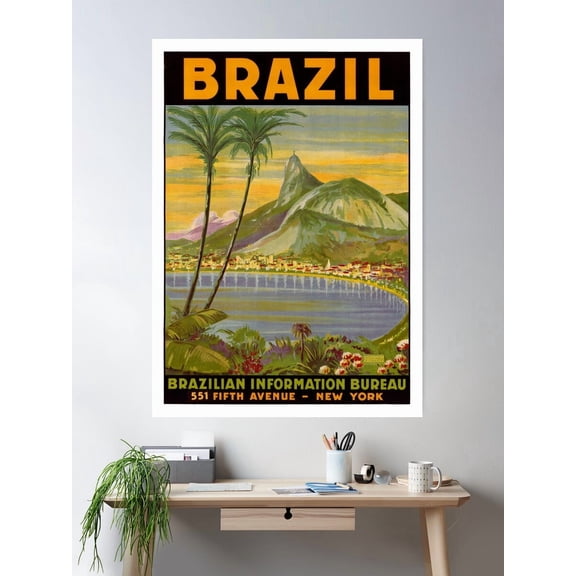 Brazil Vintage Travel Poster Poster Wall Art, Modern Wall Decor For Living Room Bedroom, 8x12 UNFRAMED