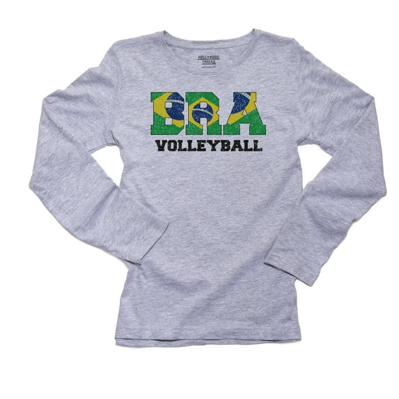 Brazil Volleyball - Olympic Games - Rio - Flag Women's Long Sleeve Grey T-Shirt