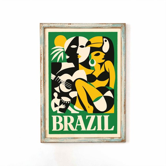 Brazil Wall Art Print, Colorful Tropical Modern Design Decor