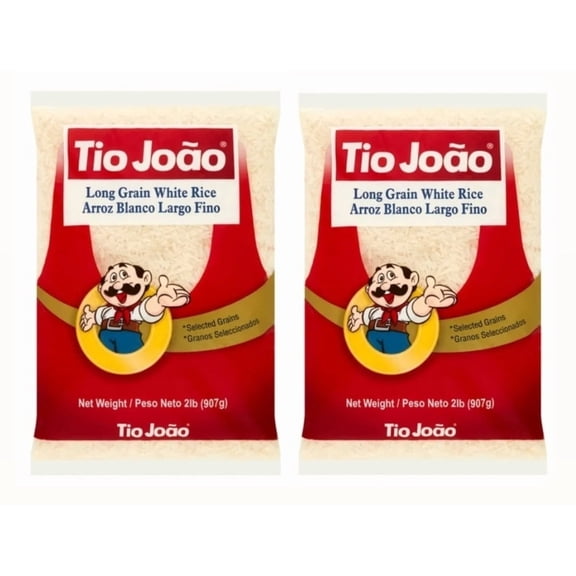 Brazil in Texas Cooking Bundle | Tio Joao Long Grain White Rice 2 lb PACK OF 2 | Arroz Branco