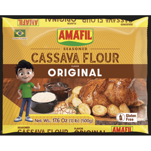 Brazil in Texas Cooking Bundle with Bottle Opener | Amafil Original Seasoned Cassava Flour 17.6 oz PACK OF 2 | Farofa Pronta Tradicional