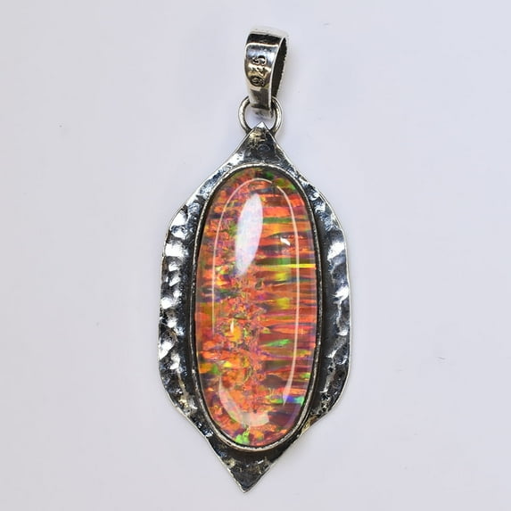 Brazilian 39 Ct Certified NATURAL 925 Starling Silver Opal Gems Oval Pendant