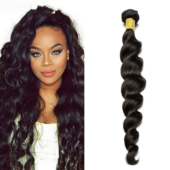Brazilian 9A Loose Wave Remy Virgin Human Hair Weave 1 Bundle Hair Extensions Natural Color #1B-20" Inch