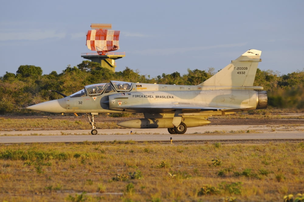 Brazilian Air Force F-2000 taxiing at Natal Air Force Base Brazil Canvas Art - Riccardo NiccoliStocktrek Images (34 x 23)