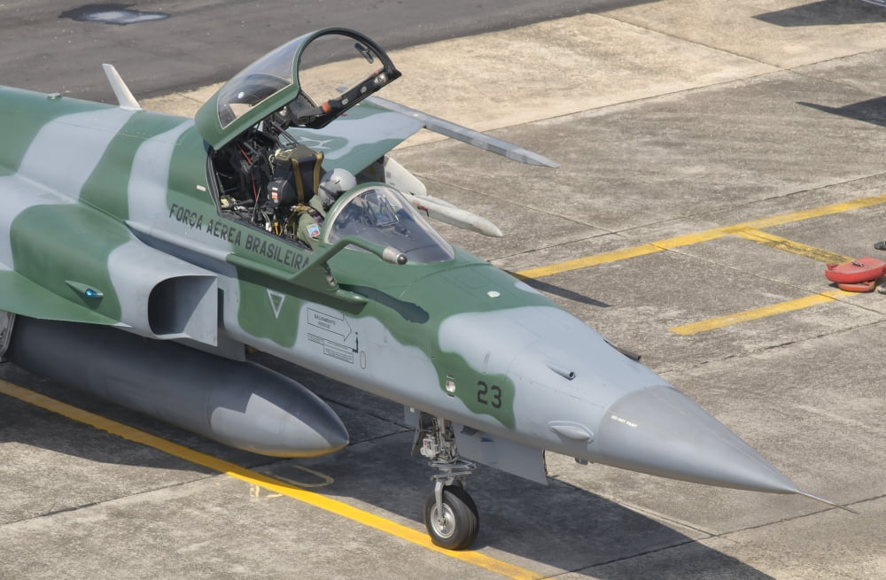 Brazilian Air Force F-5 at Natal Air Force Base Brazil Canvas Art - Giovanni CollaStocktrek Images (17 x 12)