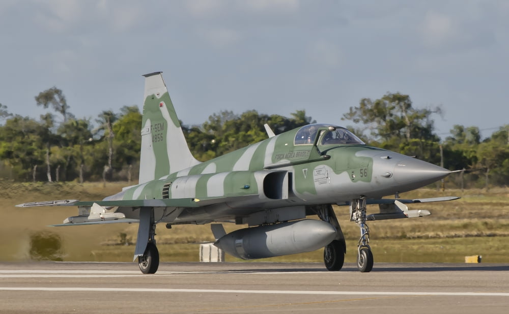 Brazilian Air Force F-5 at Natal Air Force Base Brazil Canvas Art - Giovanni CollaStocktrek Images (18 x 11)