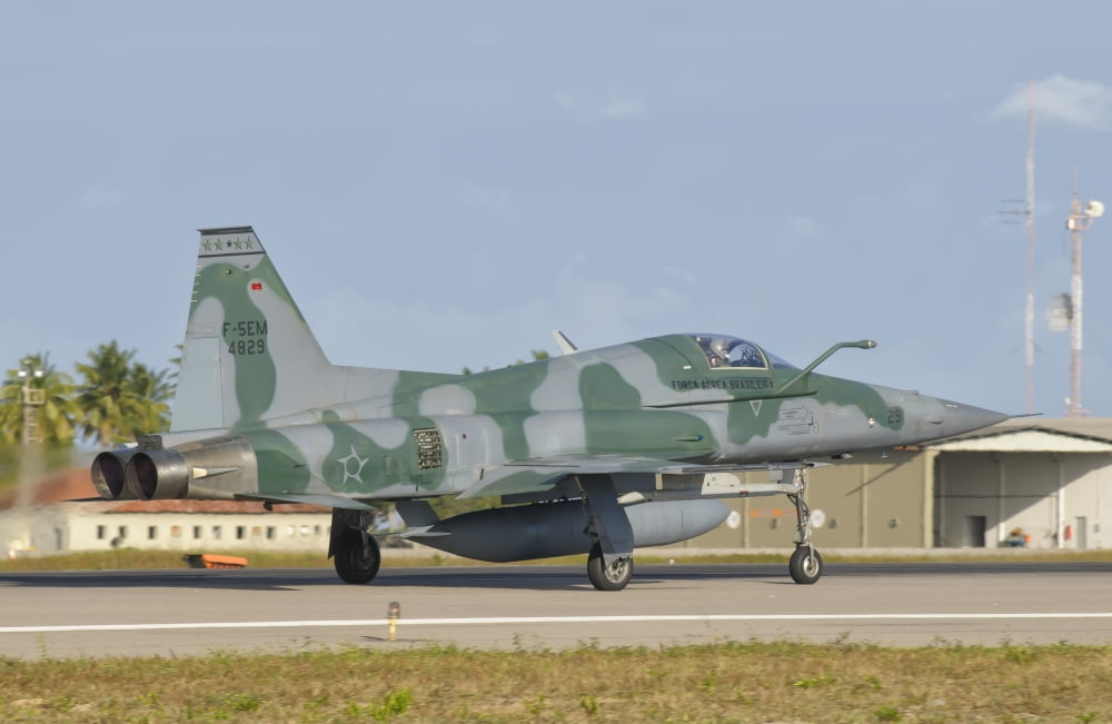 Brazilian Air Force F-5 at Natal Air Force Base Brazil Canvas Art - Giovanni CollaStocktrek Images (18 x 12)