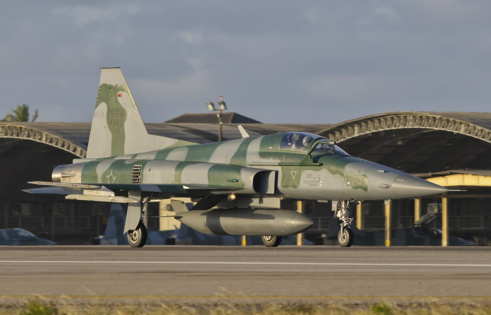 Brazilian Air Force F-5 at Natal Air Force Base Brazil Canvas Art - Giovanni CollaStocktrek Images (35 x 22)