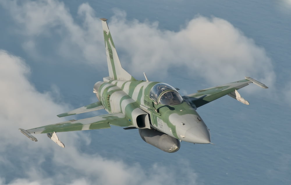 Brazilian Air Force F-5 in flight over Brazil Canvas Art - Giovanni CollaStocktrek Images (35 x 23)