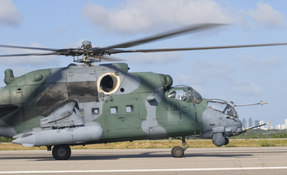 Brazilian Air Force Mi-35 at Natal Air Force Base Brazil Canvas Art - Giovanni CollaStocktrek Images (19 x 11)
