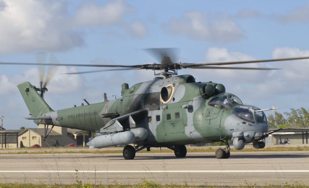 Brazilian Air Force Mi-35 at Natal Air Force Base Brazil Canvas Art - Giovanni CollaStocktrek Images (36 x 22)
