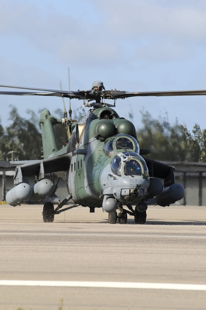 Brazilian Air Force Mil Mi-35 combat helicopter taxiing at Natal Air Force Base Brazil Canvas Art - Riccardo NiccoliStocktrek Images (12 x 17)