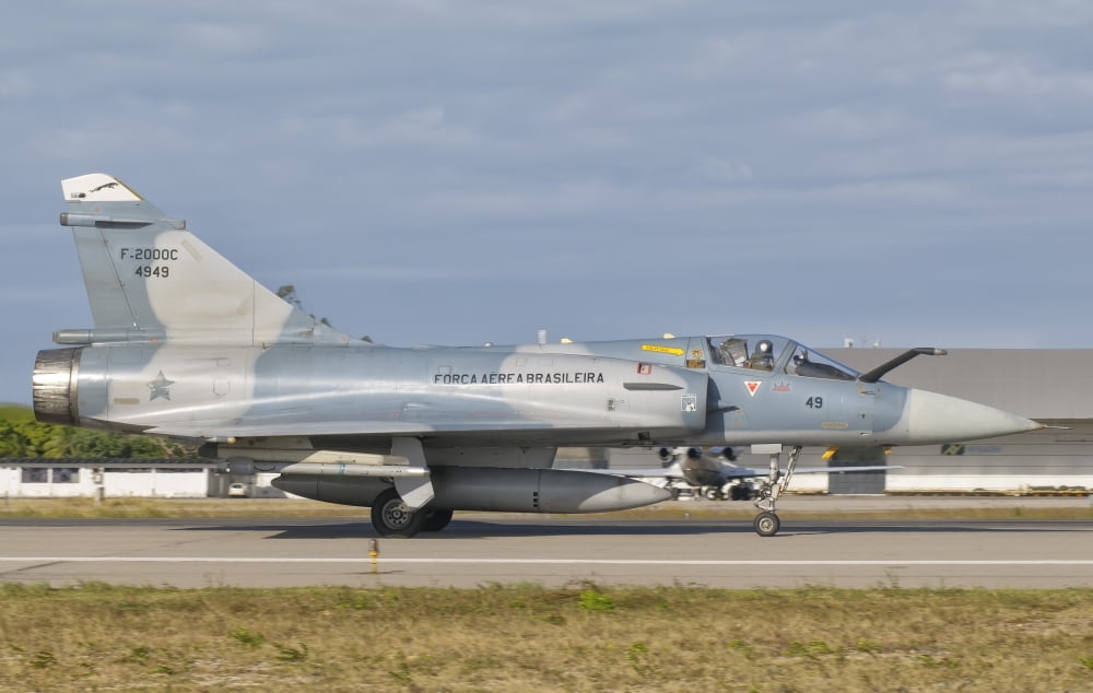Brazilian Air Force Mirage 2000 at Natal Air Force Base Brazil Canvas Art - Giovanni CollaStocktrek Images (18 x 11)