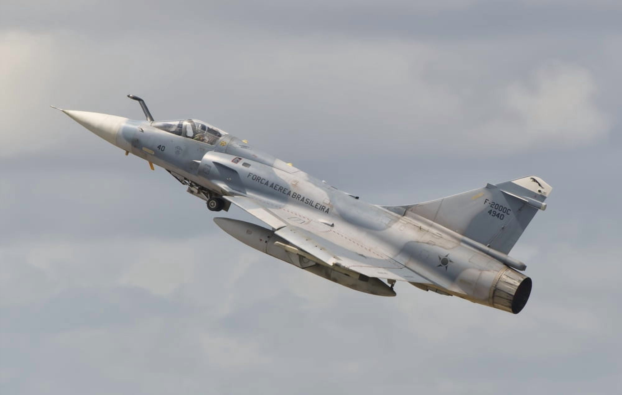 Brazilian Air Force Mirage 2000 at Natal Air Force Base Brazil Canvas Art - Giovanni CollaStocktrek Images (18 x 11)