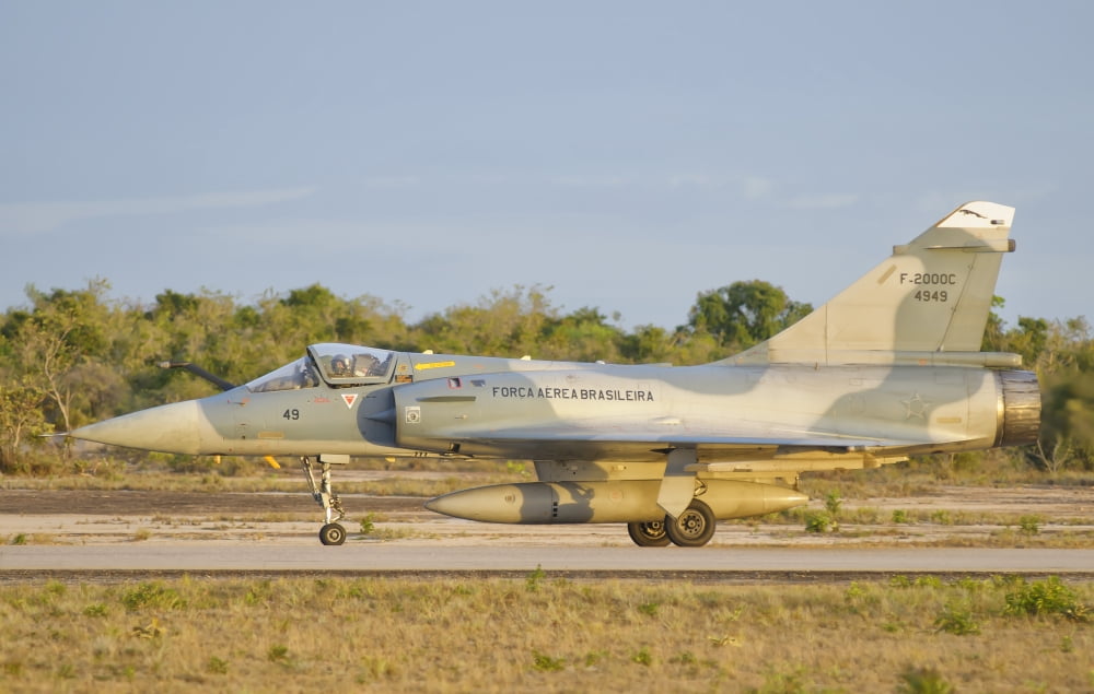 Brazilian Air Force Mirage 2000 at Natal Air Force Base Brazil Canvas Art - Giovanni CollaStocktrek Images (18 x 11)