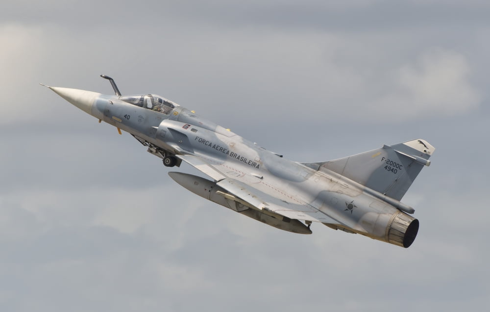 Brazilian Air Force Mirage 2000 at Natal Air Force Base Brazil Canvas Art - Giovanni CollaStocktrek Images (35 x 22)