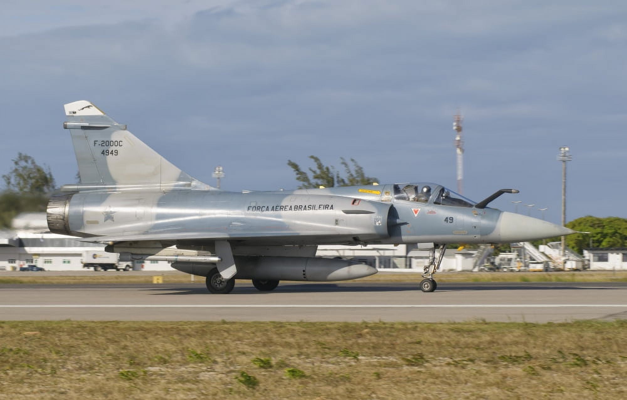 Brazilian Air Force Mirage 2000 at Natal Air Force Base Brazil Canvas Art - Giovanni CollaStocktrek Images (35 x 22)