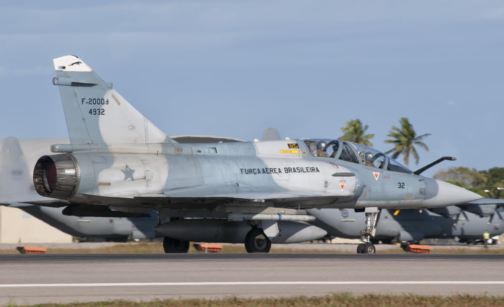 Brazilian Air Force Mirage 2000 at Natal Air Force Base Brazil Canvas Art - Giovanni CollaStocktrek Images (36 x 22)