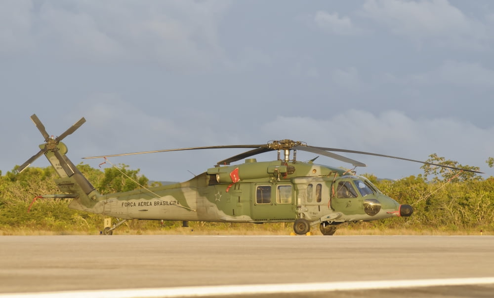 Brazilian Air Force UH-60 helicopter at Natal Air Force Base Brazil Canvas Art - Giovanni CollaStocktrek Images (19 x 11)