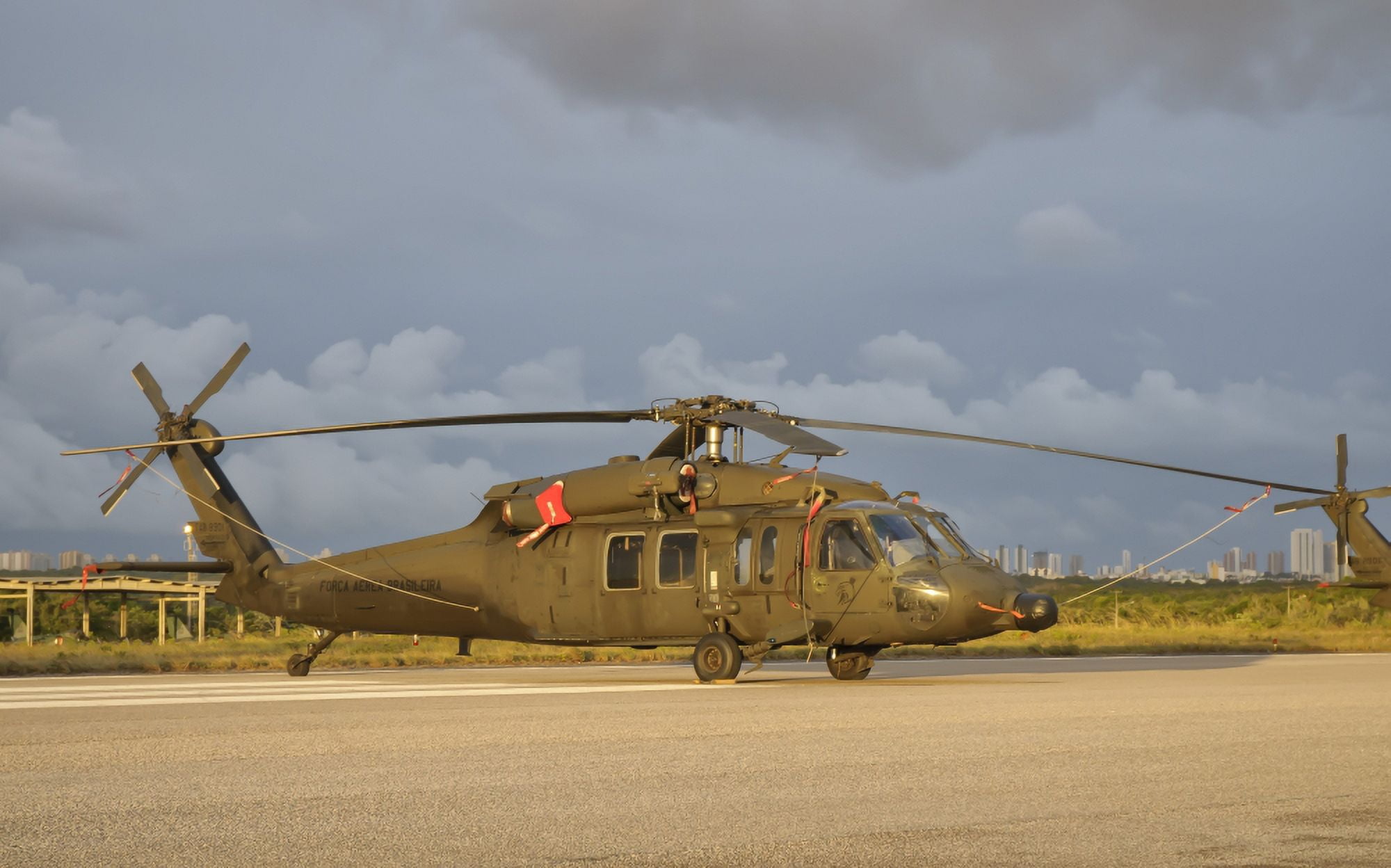 Brazilian Air Force UH-60 helicopter at Natal Air Force Base Brazil Canvas Art - Giovanni CollaStocktrek Images (36 x 23)