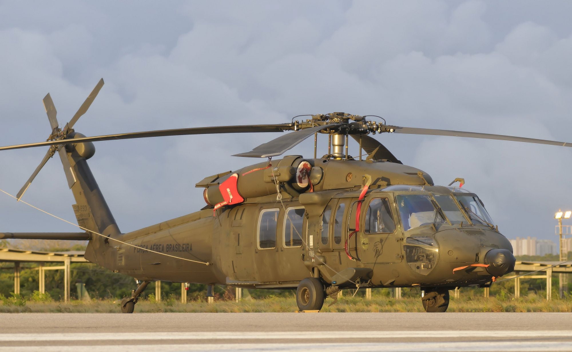 Brazilian Air Force UH-60 helicopter at Natal Air Force Base Brazil Canvas Art - Giovanni CollaStocktrek Images (36 x 23)
