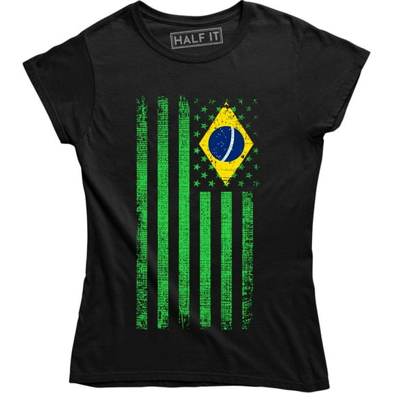 Brazilian American Flag National Ethnic Pride World Cup Womens T-Shirt