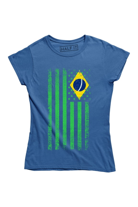 Brazilian American Flag National Ethnic Pride World Cup Womens T-Shirt