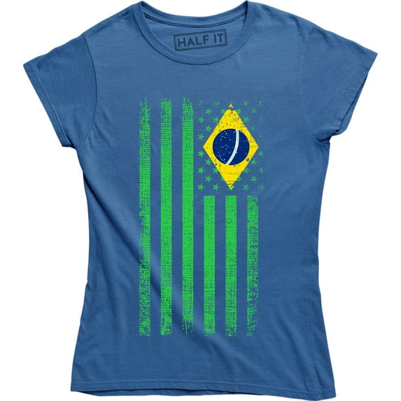 Brazilian American Flag National Ethnic Pride World Cup Womens T-Shirt