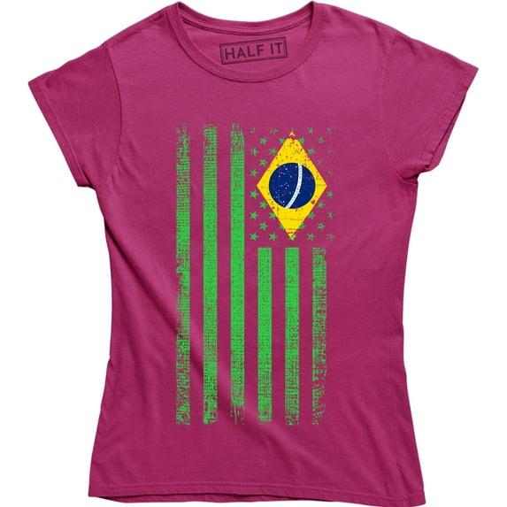 Brazilian American Flag National Ethnic Pride World Cup Womens T-Shirt